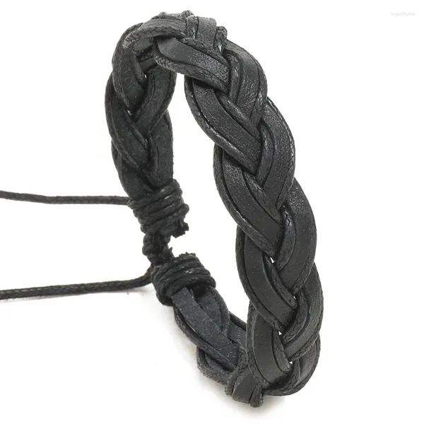 Bracelets charme de mode punk punk décontracté en cuir noir simple enveloppe simple bracelet bracelet