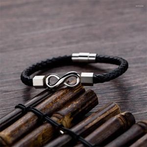 Bracelets de charme Fashion Punk Infinity Le cuir chaîne Bracelet d'ouverture magnétique pour les hommes femmes hip hop bracelet amitié bijoux gifrie