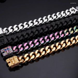 Bracelets de charme Mode Punk Style Bracelet Squelette En Acier Inoxydable Pour Hommes Tendance Personnalisée Cubaine Titane En Gros