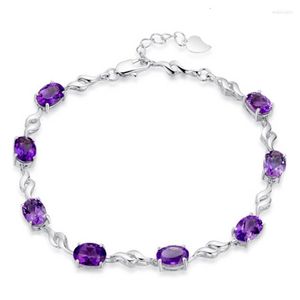 Bracelets porte-bonheur mode cristal violet plaqué platine dames bijoux pas de fondu femme femmes cadeau d'anniversaire