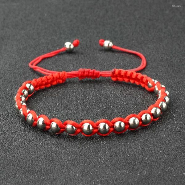 Pulseras con dijes Moda Cuerda roja Cuentas de cobre Pulsera de amuleto Oración de la suerte Hecho a mano Trenzado ajustable Hilo budista Pulsera Brazalete