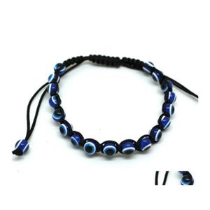 Bracelets De Charme De Mode Résine Perle Evil Blue Eye Charms Bracelet Mticolor Corde Corde Bracelets Tressés Bracelets Pour Les Amoureux Adjustabl Dhgu3