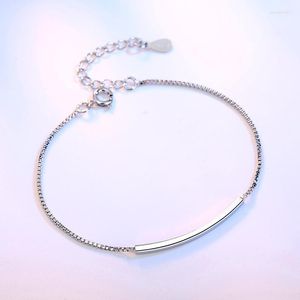 Pulseras con dijes, pulsera curvada de tubo Horizontal chapada en plata Retro a la moda, joyería de fiesta para mujer, regalo de cumpleaños para niña