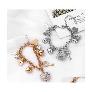 Bedelarmbanden mode Rhinestone hart armband hiphop sieraden hanger bangle paar crystal valentines dag geschenken 2 kleuren drop de dhhuf