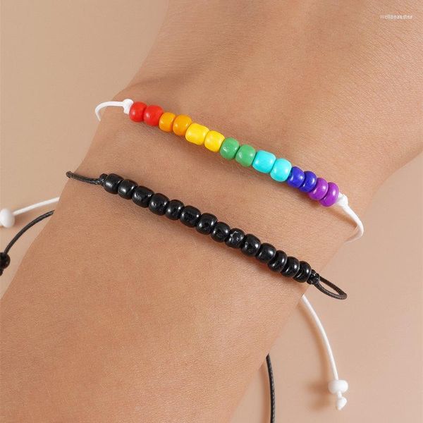 Pulseras con dijes, pulsera tejida con cuentas de arroz a la moda, regalo ajustable para parejas Gay y lesbianas en la cintura