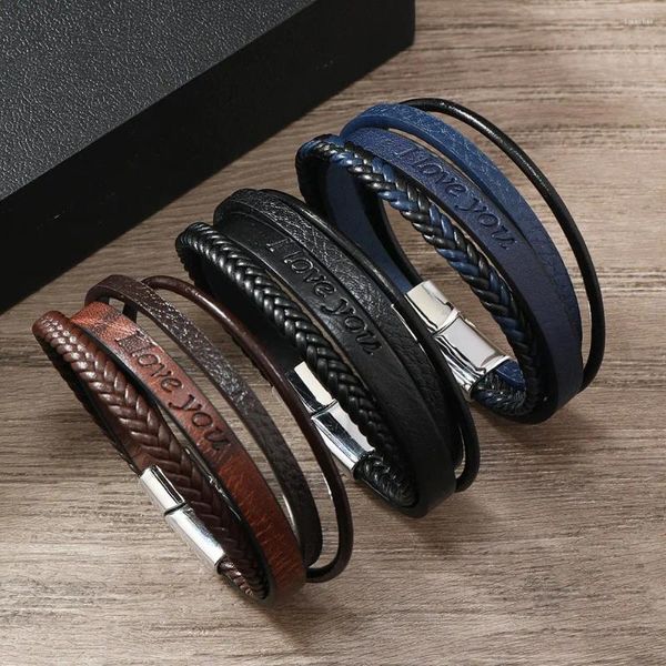 Pulseras de encanto Moda Rock Punk Impresión Amor 175 Real Cuero genuino Imán Brazalete Pulsera Joyería para mujeres Hombres Regalo 21 cm