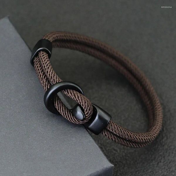 Brazalete de encanto pulsera de cuerda de moda hombres de doble capa al aire libre accesorios homme accesorios de supervivencia paracord braslet para él