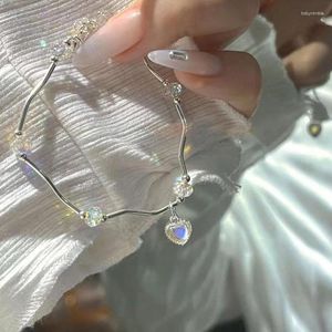 Bracelets de charme Bracelet de coeur Moonstone Bracelet Girls Y2k Fairy Delate Elegant Elegant Ajustivable Femmes Party Bijoux Gift Wholesale