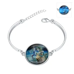 Bracelets de charme bracelets argentés pour les femmes en verre cabochon brillant magique bracelet masculin halloween bijoux cadeau