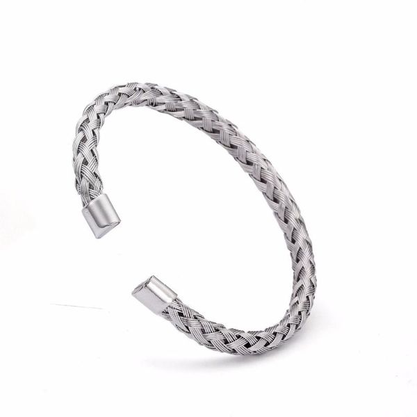 Bracelets porte-bonheur mode Simple argent tressé manchette hommes femmes bijoux décontracté chaîne ronde bracelets