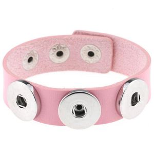 Bedelarmbanden mode snap armband fit 18 mm sieraden roze lederen vrouwen