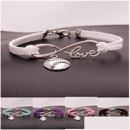 Bracelets de charme Fashion Softball Baseball pour femmes pour hommes Love Love Love Infinity Veet Wrap Bangle Bijoux DIY IN BK DROP DELI DHX45