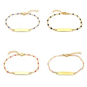 Bracelets de charme Mode en acier inoxydable coloré lien chaîne cheville bijoux rectangle vierge estampage étiquettes de nom pour cadeau d'anniversaire