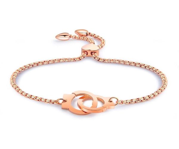 Bracelets de charme Mode Mini Bracelet de menottes en acier inoxydable de haute qualité Creative Lady Rose Gold Bijoux Cadeau 3GS9546210921