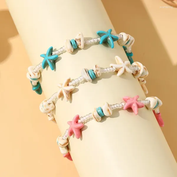 Pulseras de encanto Moda Estrella de mar Azul Blanco para hombres Mujeres Boho Joyería de playa Estrella de mar Pulsera colorida Pareja Regalos al por mayor