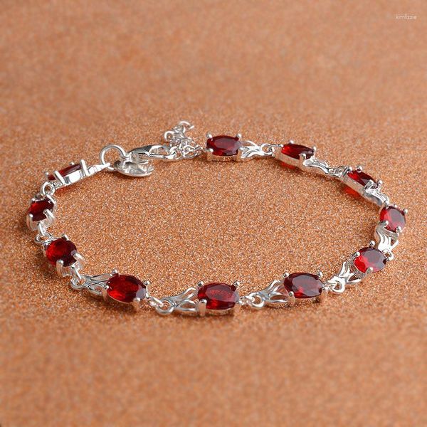 Pulseras con dijes, pulsera dulce a la moda, joya roja chapada en plata para mujer, joyería Retro para bodas y cumpleaños, regalo de aniversario