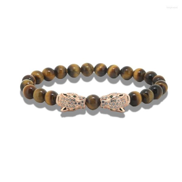 Bracelets de charme Fashion Tiger Eye Leopard Bracelet Bracelet Elastic Corde Chain de corde Perles Men Charmes Bijoux