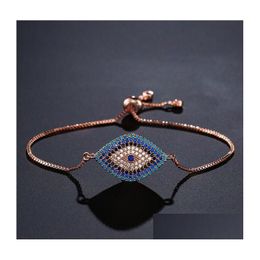 Bedelarmbanden Mode Turks Goud Sier Boze Oog Armband Pave Cz Blauwe Ogen Ketting Armbanden Verstelbare Vrouwen Meisjes Partij Sieraden Dro Dh8Lz