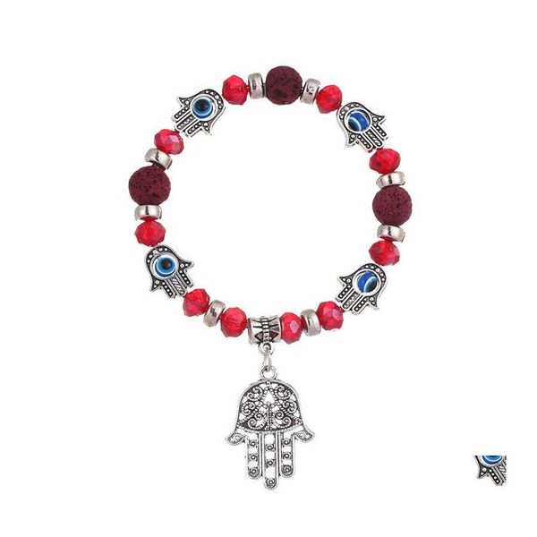 Pulseras con dijes Moda turca Lucky Evil Eye Bead Azul Hombres Mujeres Joyería hecha a mano Pulsera Mujer Drop Delivery Otbue