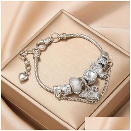 Bracelets de charme Fashion Blanc Love Love Pendant Couple Bracelet Femmes Chaîne de bijoux Crystal pour hommes Articles 10A Drop Livrot Dhuaw