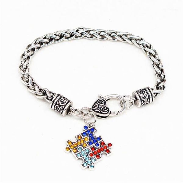 Bracelets porte-bonheur mode femmes Bracelets alliage émail sensibilisation à l'autisme pièce autiste Bracelet fille bijoux #131271P