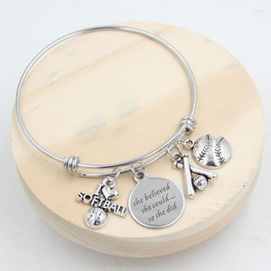 Bedelarmbanden mode dames sieraden ik hou van softbal roestvrijstalen stalen armbanden fans geschenken pulsera