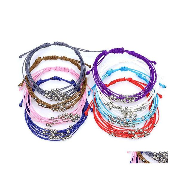 Bracelets de charme Mode Tissé Amitié Pour Femmes Filles Perles À La Main Bracelet Tressé Bracelet De Cheville Faveurs Q590Fz Drop Livraison Juif Dh6Ne