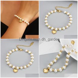 Bracelets de charme à la mode douce niche conception amour perle bracelet titane acier perlé bracelet pour les femmes livraison directe bijoux Dh6Px