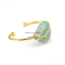 Bracelets de charme Bracelet de pierre de pierre de guérisons à la mode Bracelet guérison naturel vert mtiple mtiple en pierre warp warp arbre de vie Drop Dhtf8