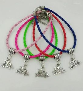 Bedelarmbanden Snelle levering I Love My Dog Bangle Veelkleurig leer gevlochten touwarmband Damessieraden 10st