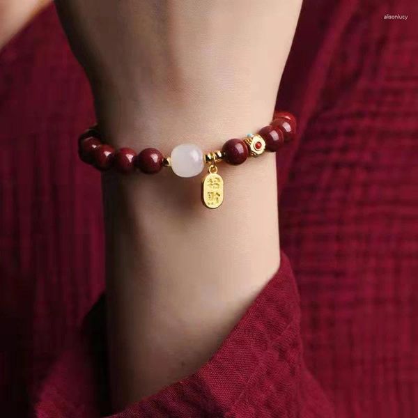 Bracelets Charm Feng Shui Wealth for Woman - Protección natural de pulsera de cinabar Trae Luck Prosperity Atraer dinero