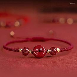 Bedelarmbanden Fidelity Cinnabar Armband Veiligheidsgesp Vrouwelijk Geweven Lucky Little Red Rope Lotus Transfer Kralen