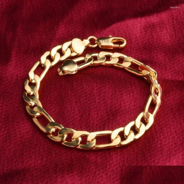 Pulseras con dijes Fina 925 Sello Sier 18K Color oro Bonitas Mujeres Hombres Noble Bonita Pulsera Moda 8 mm Cadena 20 cm Joyería Fiesta Gota Deli Otz96