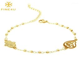 Bracelets de charme fine4u b228 en acier inoxydable musulman hamsa charmes bracelet 3 mm perles de couleur en or islam koran Rosary bijoux pour femmes9708501