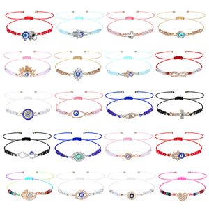 Bracelets de charme Finrezio Evil Eye Bracelet pour femmes Colorf Perle tressée Corde réglable Mal de Ojo Lucky Link Anklet Protection Jewel Amyep