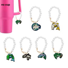 Bracelets de charme Fish and Pearl Chain avec accessoires pour charmes en forme de tasse Tobilisation personnalisée Handle Drop Livrot otrat