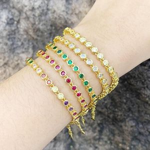 Bedelarmbanden flola kleurrijke kristal ronde kralen voor vrouwen koper vergulde cz mode kleine sieraden geschenken brtj93