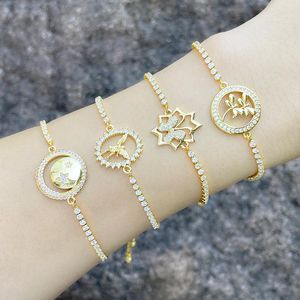 Bracelets porte-bonheur FLOLA cuivre Zircon Tennis pour femme pierre blanche ange libellule plaqué or accessoires Brte14