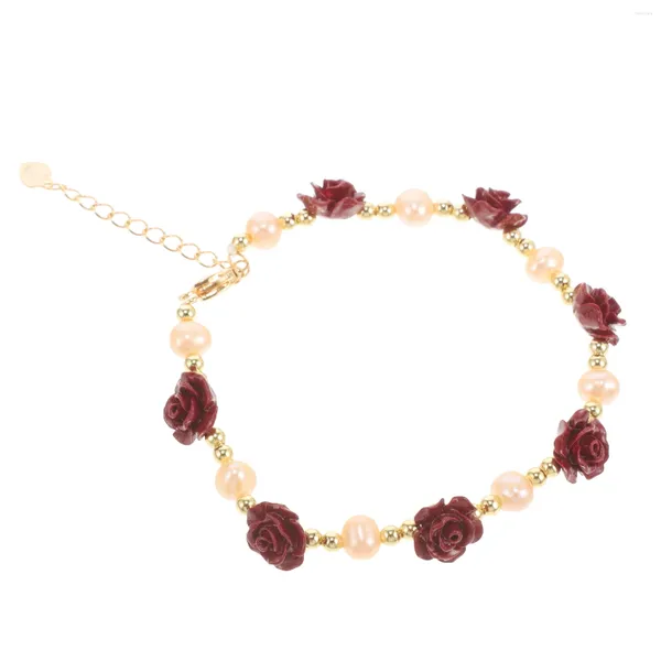 Bracelets de charme Bracelet de fleur Rose Bijoux Poignet à la main pour femmes filles