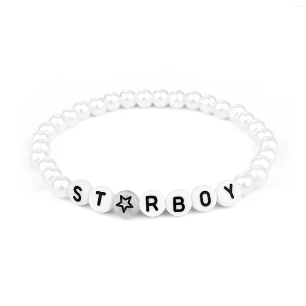 Bracelets de charme Fluorescent Star Girl Boy Letter Imitation Perle Couple Femmes Goth Goth Smooth Perles Bracelet Fashion Bijoux Cadeau