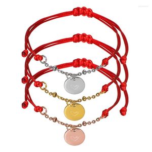 Bracelets porte-bonheur Fnixtar 10 pièces en acier inoxydable tressé corde fait à la main miroir polonais rond coeur tissé Bracelet pour femmes bijoux