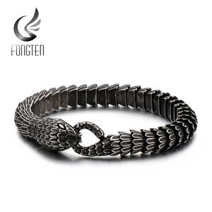 Charm Bracelets Fongten serpent chaîne hommes Bracelet en acier inoxydable bracelets à breloques pour hommes Animal Viking bracelet bijoux en gros 230907