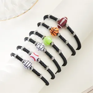 Bracelets de charme bracelet de basketball de baseball de football pour hommes femmes simples coude noire adjudicable tressé des garçons sportifs cadeau