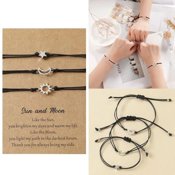 Pulseras con dijes para sol, luna, estrella, amistad, BFF, relación a distancia, amigos, él, su madre e hija