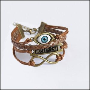 Charme Bracelets Pour Femmes Ange Evil Eye Braclet Hommes Mâle Vintage Bijoux Bracelet En Cuir Drop Delivery 2021 Bdejewelry Dhl02