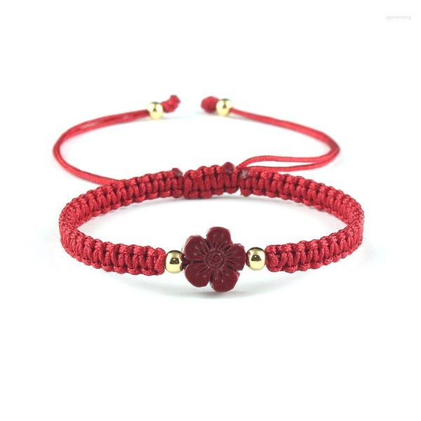 Pulseras con dijes para mujer trenzadas ajustables hilo rojo de la suerte cuerda cinabrio pequeño cártamo pulsera pareja regalo de amistad