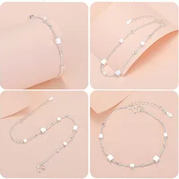 Pulseras con abalorios para mujer, cadena de cuentas simples, pulsera multicapa, joyería, eslabón fino, acero inoxidable 316L