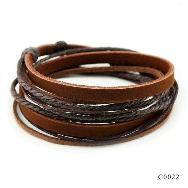 Pulseras de encanto FRD2Y Ocio Moda Moda para hombres Tejido a mano Pulsera de cuero multicapa hecha a mano Correa de muñeca con cordones