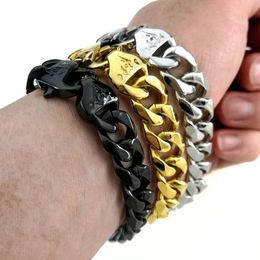 Bedelarmbanden Vrijmetselarij Vrijmetselaarsketting Roestvrij staal Geheel gepolijst 316L Armband B210 Zilverkleurig goud Vacuümplating of Zwart 231024