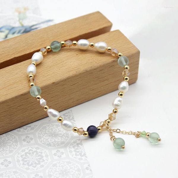 Bracelets porte-bonheur perles d'eau douce perles violet eau or gland pendentif sur la main bijoux en gros bracelet fête année cadeau